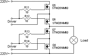 Fig. 1 Simplified scheme for the power MOSFETs' connection